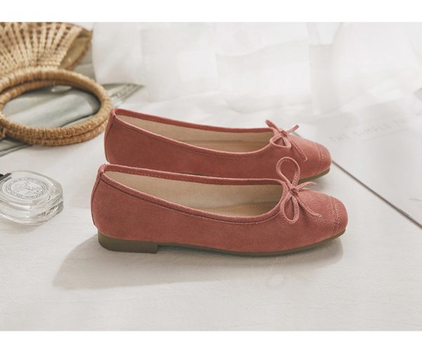 Sheepskin Evening Ballet Flats for Women, Shallow Mouth French Style Red Flats Perfect with Skirts, Elegant and Comfortable Footwear