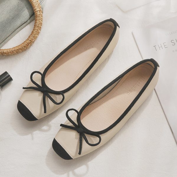 Sheepskin Evening Ballet Flats for Women, Shallow Mouth French Style Red Flats Perfect with Skirts, Elegant and Comfortable Footwear