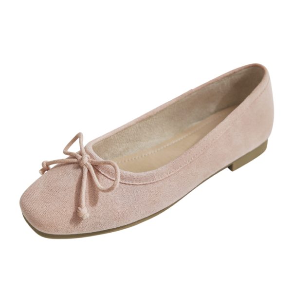 Sheepskin Evening Ballet Flats for Women, Shallow Mouth French Style Red Flats Perfect with Skirts, Elegant and Comfortable Footwear