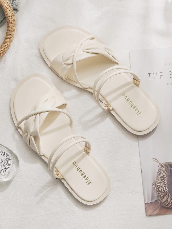 Sheepskin Evening Shoes for Women - Gentle Fairy Style Versatile Sandals for Skirts - Exquisite French Design Summer 2024