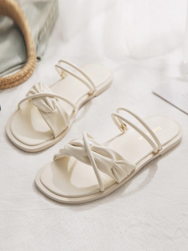 Sheepskin Evening Shoes for Women - Gentle Fairy Style Versatile Sandals for Skirts - Exquisite French Design Summer 2024