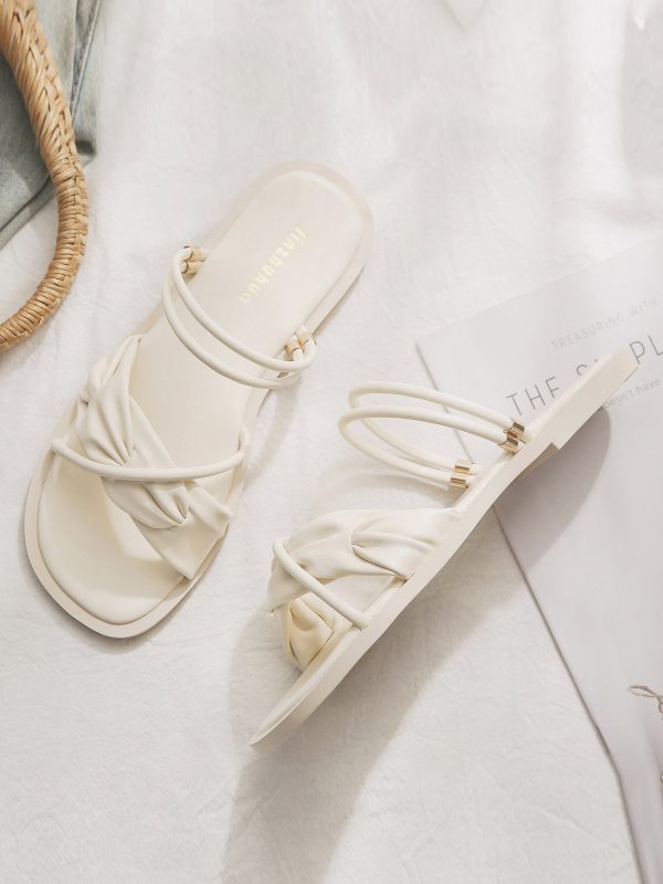 Sheepskin Evening Shoes for Women - Gentle Fairy Style Versatile Sandals for Skirts - Exquisite French Design Summer 2024