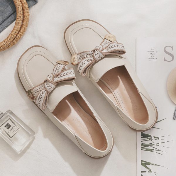 Sheepskin Flat Shoes for Women - 2025 Spring Autumn Evening Style - French Single Shoes for Skirts - Chic & Comfortable Fashion Footwear