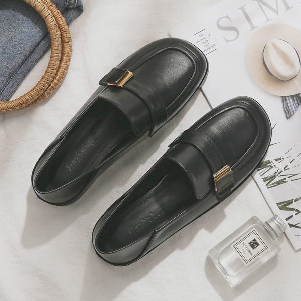 Sheepskin Flat Shoes for Women - 2025 Spring Autumn Evening Style - French Single Shoes for Skirts - Chic & Comfortable Fashion Footwear
