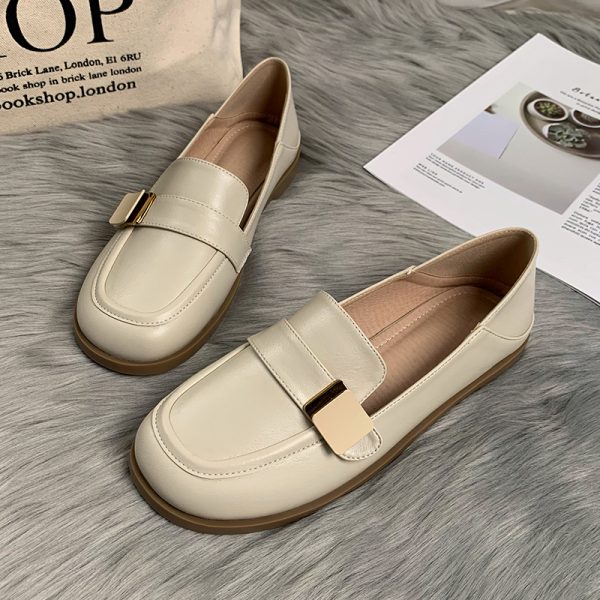 Sheepskin Flat Shoes for Women - 2025 Spring Autumn Evening Style - French Single Shoes for Skirts - Chic & Comfortable Fashion Footwear