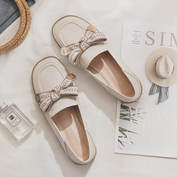 Sheepskin Flat Shoes for Women - 2025 Spring Autumn Evening Style - French Single Shoes for Skirts - Chic & Comfortable Fashion Footwear