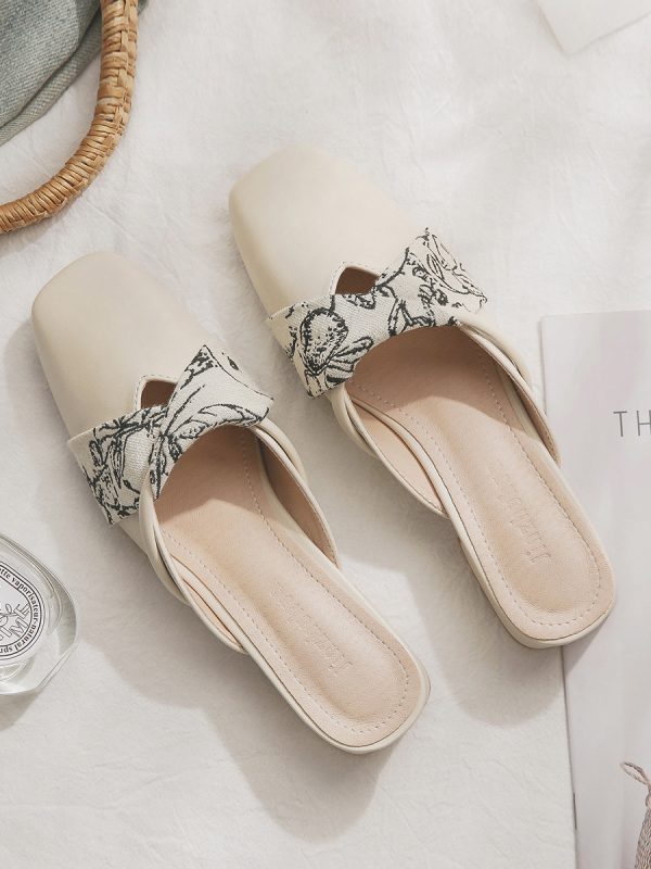 Sheepskin No-Heel Lazy Shoes for Women - French Style Round-Toe Half Slippers, Summer 2025 Outdoor Fashion Versatile Footwear