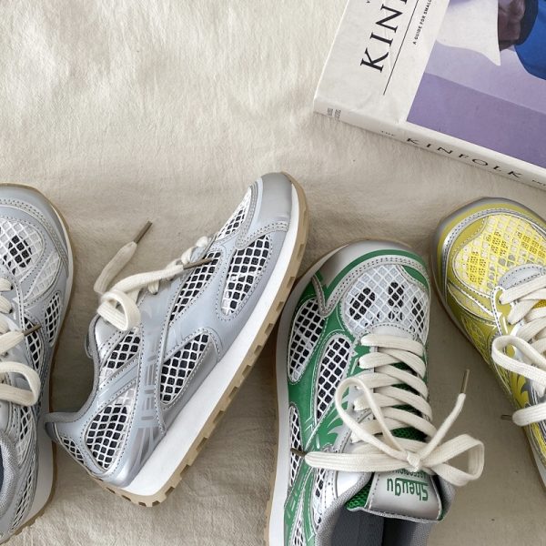 Silver Mesh Breathable Sports Shoes for Women - Lightweight Casual Dad Sneakers for Summer, Perfect for Small Feet