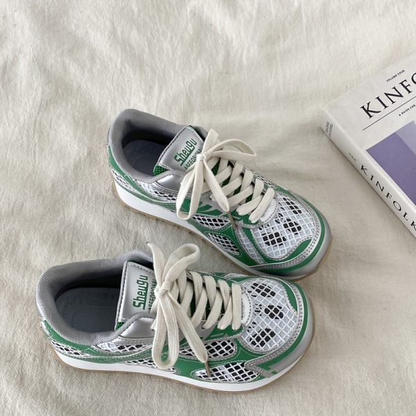 Silver Mesh Breathable Sports Shoes for Women - Lightweight Casual Dad Sneakers for Summer, Perfect for Small Feet