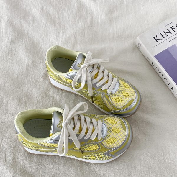 Silver Mesh Breathable Sports Shoes for Women - Lightweight Casual Dad Sneakers for Summer, Perfect for Small Feet