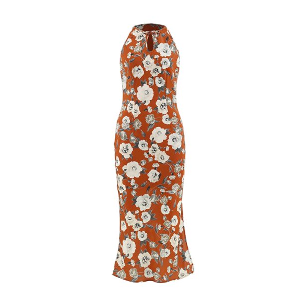 Sleeveless Vintage Cheongsam Dress with Button Print and Long Split, Chinese Style, Perfect for Y2K and Retro Fashion Enthusiasts