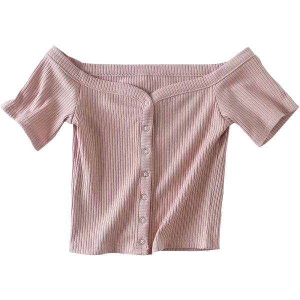 Slim Fit One-Shoulder Ribbed Crop Top T-Shirt for Women - European American Style, Short Sleeve, High Waist, Stretchy Fashion Top