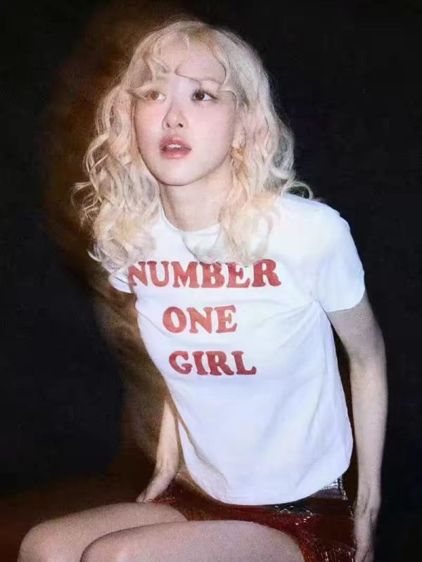 Slim-Fit Shoulder-Structured Round Neck Short Sleeve T-Shirt for Women - Park Chaeyoung's Number One Girl Inspired Design