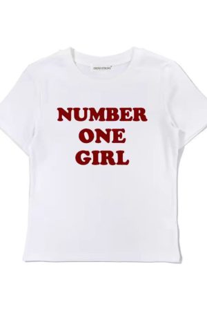 Slim-Fit Shoulder-Structured Round Neck Short Sleeve T-Shirt for Women - Park Chaeyoung's Number One Girl Inspired Design