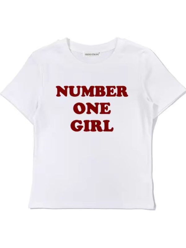 Slim-Fit Shoulder-Structured Round Neck Short Sleeve T-Shirt for Women - Park Chaeyoung's Number One Girl Inspired Design