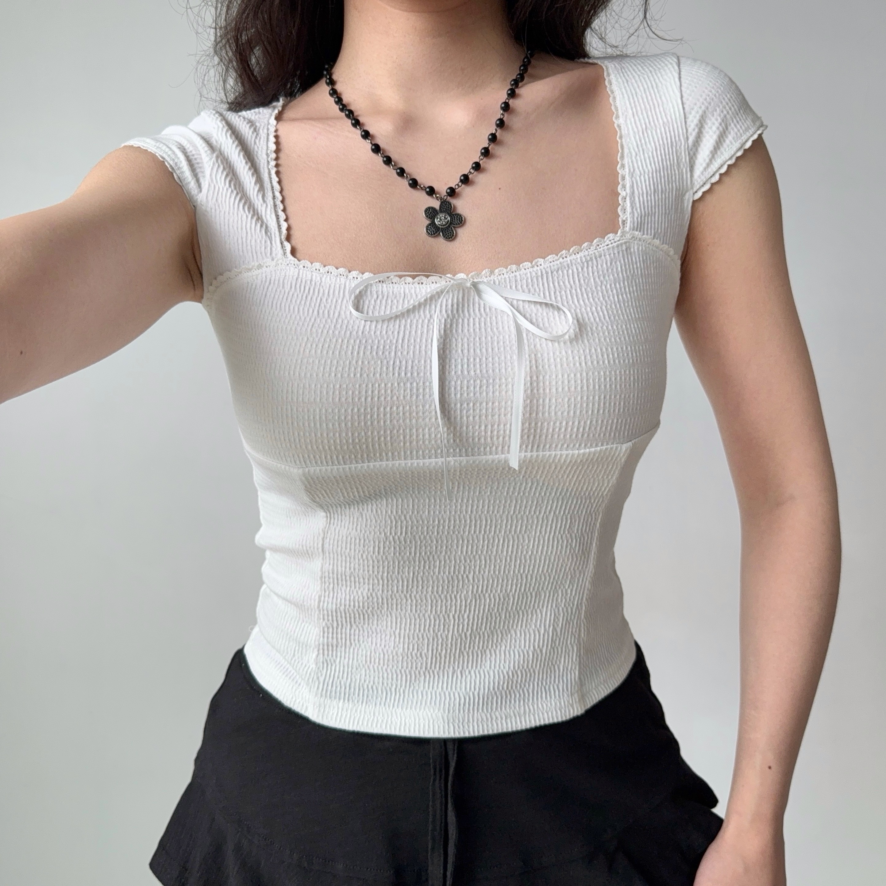 Slim-Fit Square Neck Short Sleeve T-Shirt for Women â€“ European & American Style Summer Top, Flattering Minimalist Design