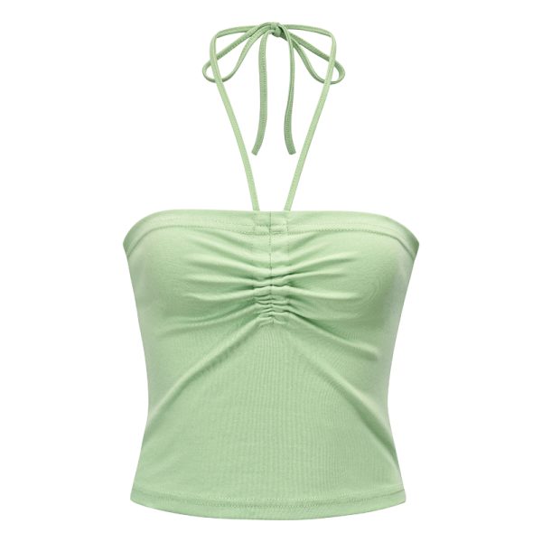 Slim-Fit Strapless Halter Crop Top for Women - Sexy Summer Style, European and American Fashion, Perfect for Y2K and Night Out Looks