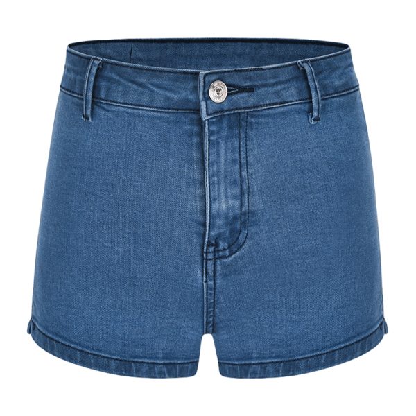 Slim High Waist High Split Denim Shorts for Women - European American Style, Leg-Lengthening, High Elastic Waist, Trendy Summer Fashion