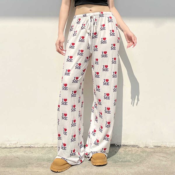 Slimming High Elastic Printed Wide-Leg Pants - Casual Versatile Floor-Length Trousers for Comfortable Lazy Style