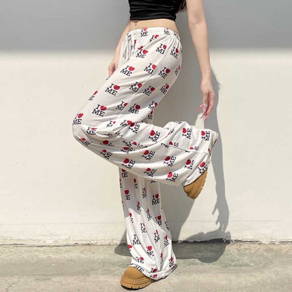 Slimming High Elastic Printed Wide-Leg Pants - Casual Versatile Floor-Length Trousers for Comfortable Lazy Style