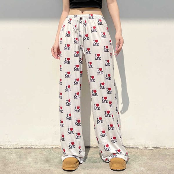 Slimming High Elastic Printed Wide-Leg Pants - Casual Versatile Floor-Length Trousers for Comfortable Lazy Style