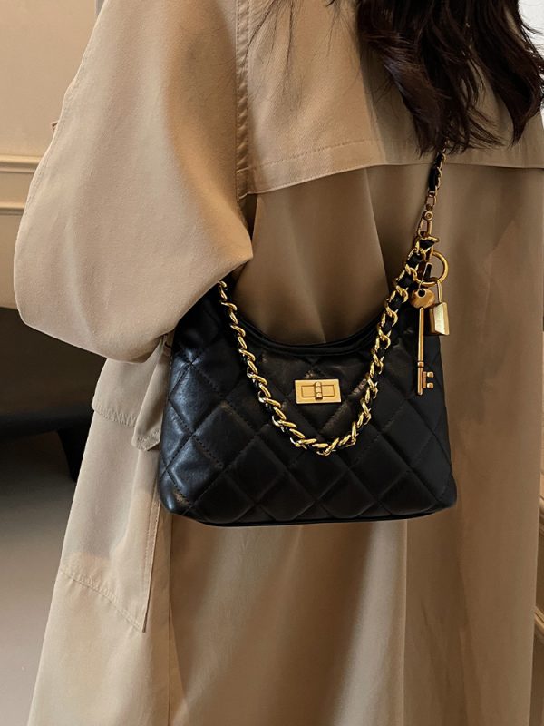 Small Diamond Quilted Chain Shoulder Bag - 2025 Autumn Minimalist Crossbody with Large Capacity, Versatile Square Design