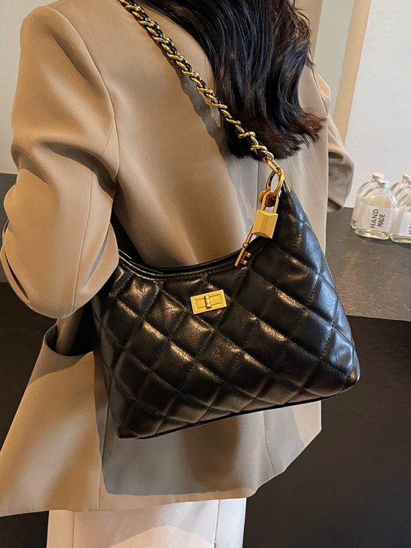Small Diamond Quilted Chain Shoulder Bag - 2025 Autumn Minimalist Crossbody with Large Capacity, Versatile Square Design