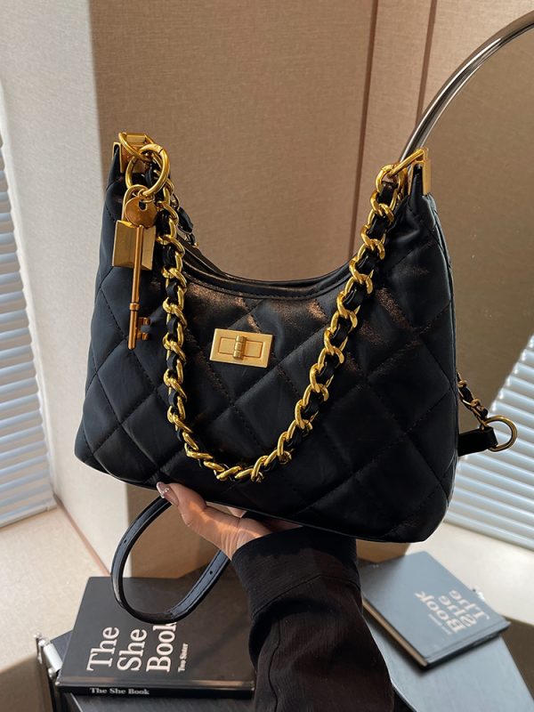 Small Diamond Quilted Chain Shoulder Bag - 2025 Autumn Minimalist Crossbody with Large Capacity, Versatile Square Design
