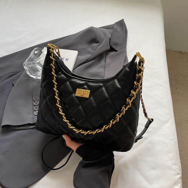 Small Diamond Quilted Chain Shoulder Bag - 2025 Autumn Minimalist Crossbody with Large Capacity, Versatile Square Design