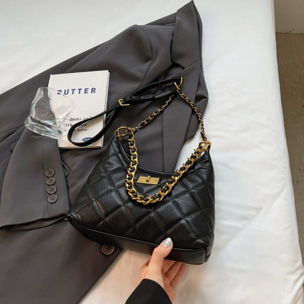 Small Diamond Quilted Chain Shoulder Bag - 2025 Autumn Minimalist Crossbody with Large Capacity, Versatile Square Design