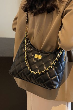 Small Diamond Quilted Chain Shoulder Bag - 2025 Autumn Minimalist Crossbody with Large Capacity, Versatile Square Design