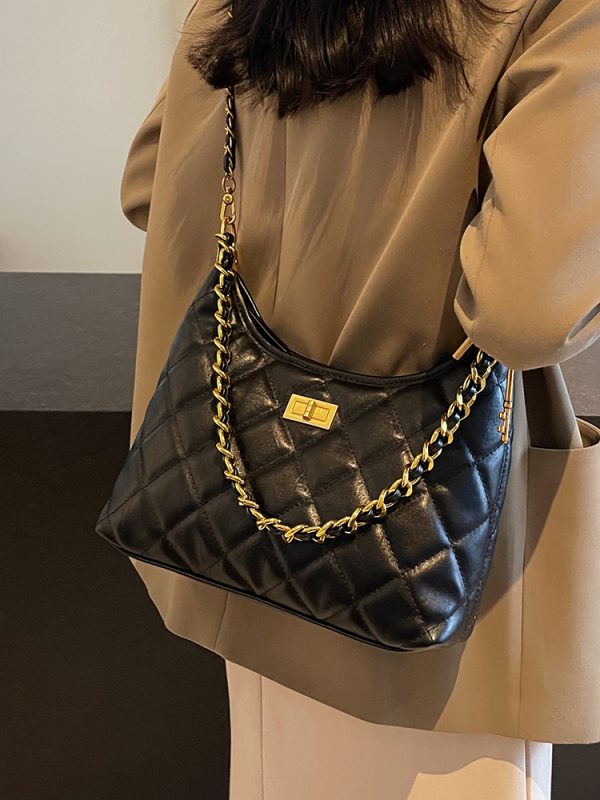 Small Diamond Quilted Chain Shoulder Bag - 2025 Autumn Minimalist Crossbody with Large Capacity, Versatile Square Design