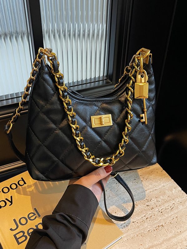 Small Diamond Quilted Chain Shoulder Bag - 2025 Autumn Minimalist Crossbody with Large Capacity, Versatile Square Design