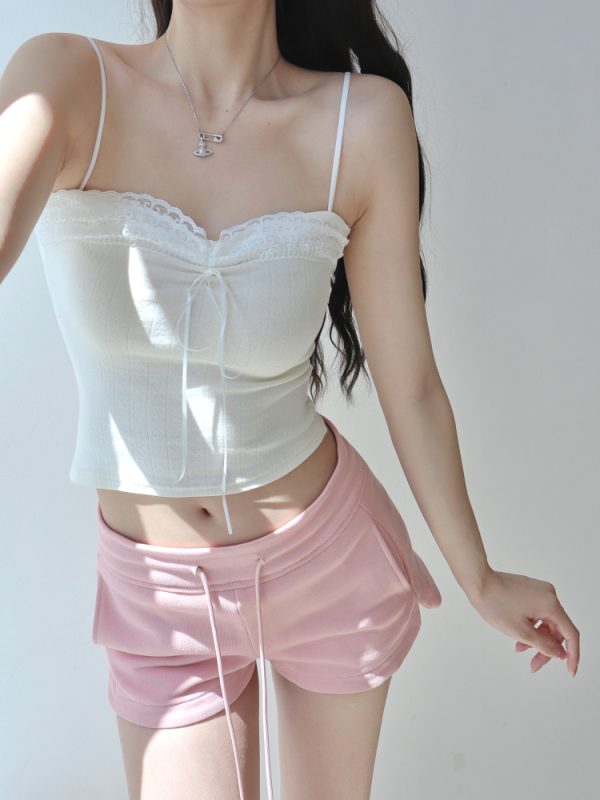 Soft Lace Camisole Top for Women - Sweet Elastic Slimming Fairy Vest - Gentle and Comfortable - Perfect for Y2K and Korean Style Fashion
