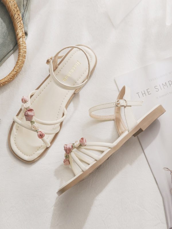 Soft Sheepskin Fairy Style Sandals for Women - Beautiful Summer Outdoor Footwear for Skirts, 2025 Fashion Trend