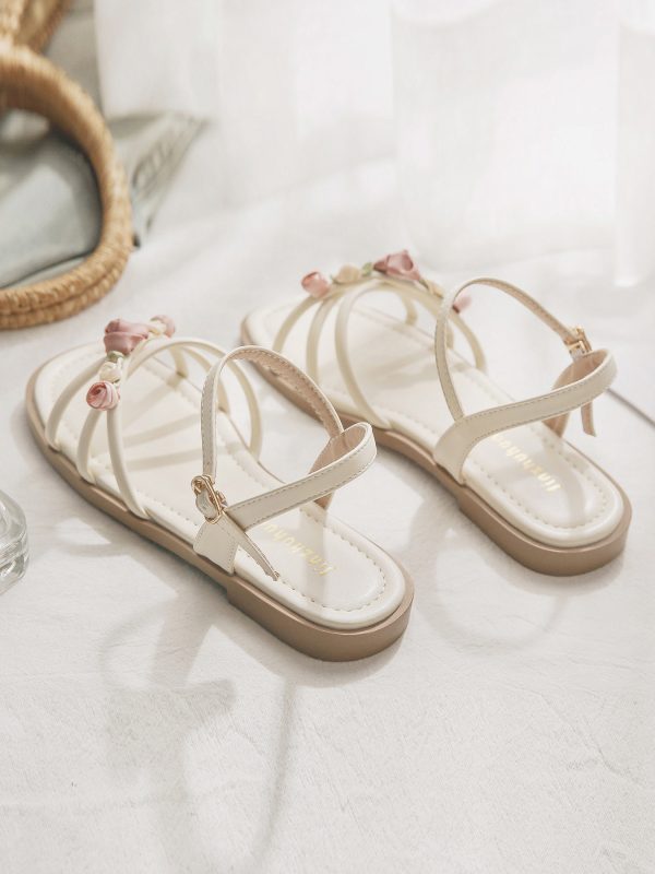 Soft Sheepskin Fairy Style Sandals for Women - Beautiful Summer Outdoor Footwear for Skirts, 2025 Fashion Trend