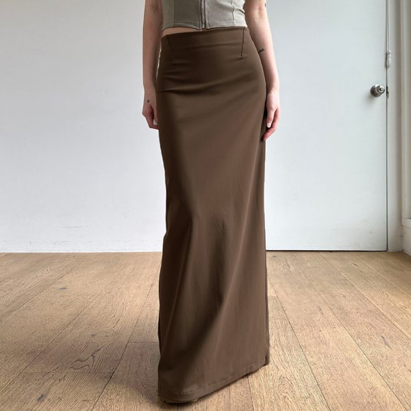 Solid Color High Waist Split Hem Long Skirt - Versatile Floor-Length Bodycon for Women's Summer Style