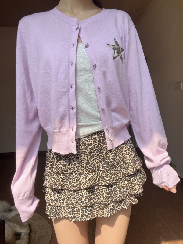 Solid Color Star Embroidery Short Cardigan - Versatile Sun Protection Layer for Spring - Trendy Lazy Style