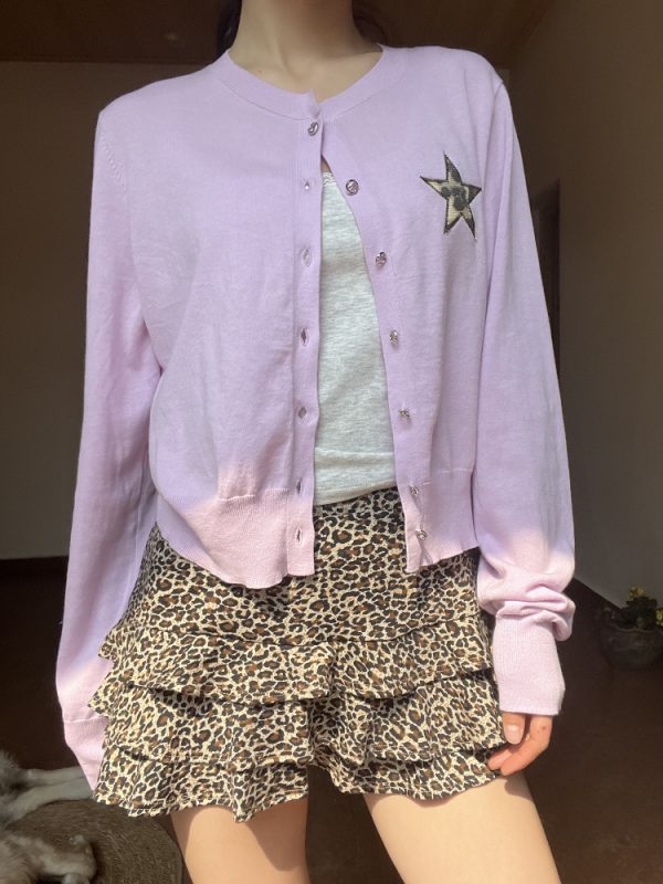 Solid Color Star Embroidery Short Cardigan - Versatile Sun Protection Layer for Spring - Trendy Lazy Style