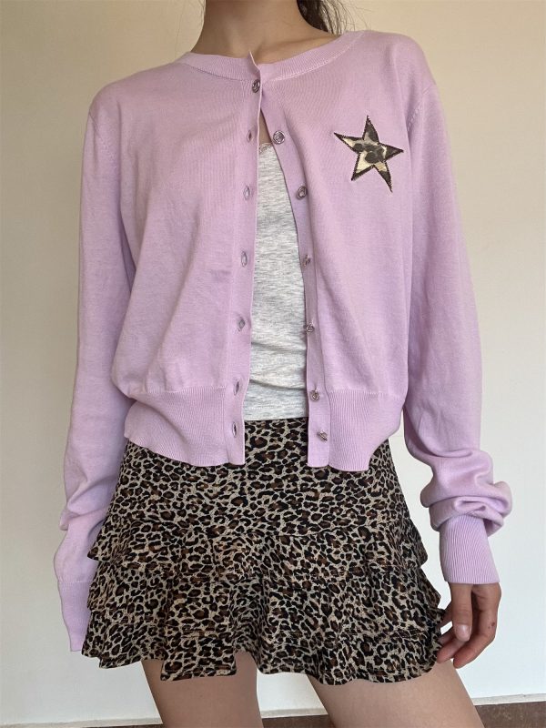 Solid Color Star Embroidery Short Cardigan - Versatile Sun Protection Layer for Spring - Trendy Lazy Style