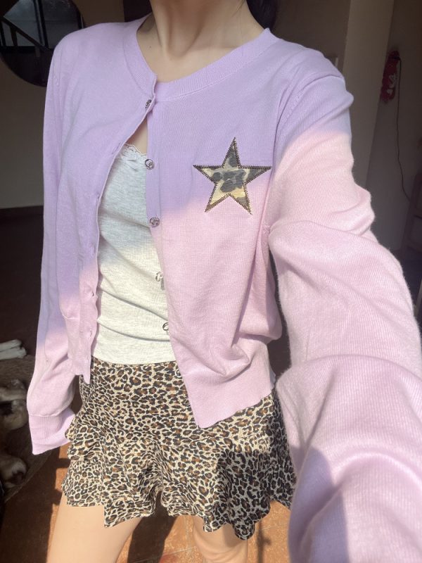 Solid Color Star Embroidery Short Cardigan - Versatile Sun Protection Layer for Spring - Trendy Lazy Style