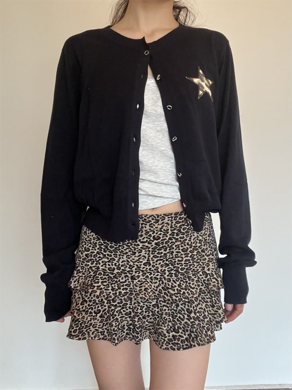 Solid Color Star Embroidery Short Cardigan for Spring | Versatile Sun Protection Layering Piece