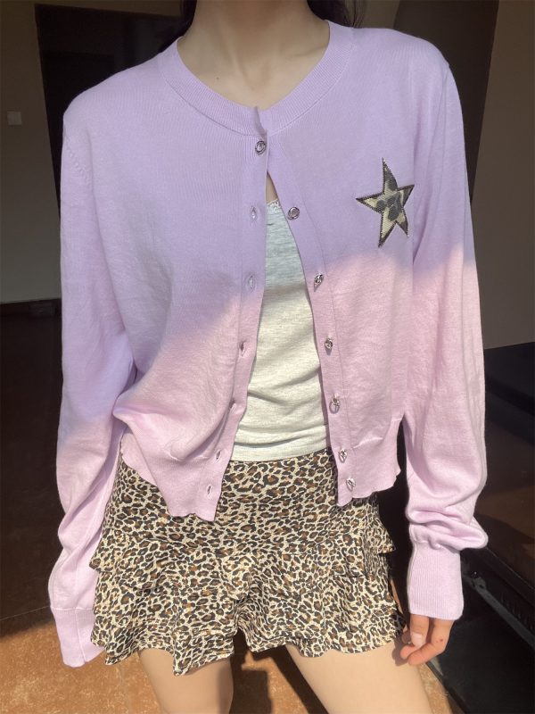 Solid Color Star Embroidery Short Cardigan for Spring | Versatile Sun Protection Layering Piece