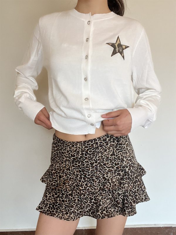 Solid Color Star Embroidery Short Cardigan for Spring | Versatile Sun Protection Layering Piece