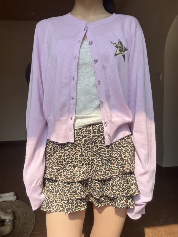 Solid Color Star Embroidery Short Cardigan for Spring | Versatile Sun Protection Layering Piece