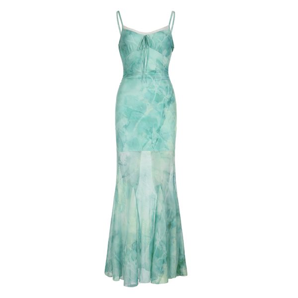 Sparkling Blue Fish Tail Tulle Dress for Women, Elegant Waist-Defining Bodycon, Strapless Evening Dress, Perfect for Parties