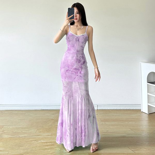 Sparkling Blue Fish Tail Tulle Dress for Women, Elegant Waist-Defining Bodycon, Strapless Evening Dress, Perfect for Parties