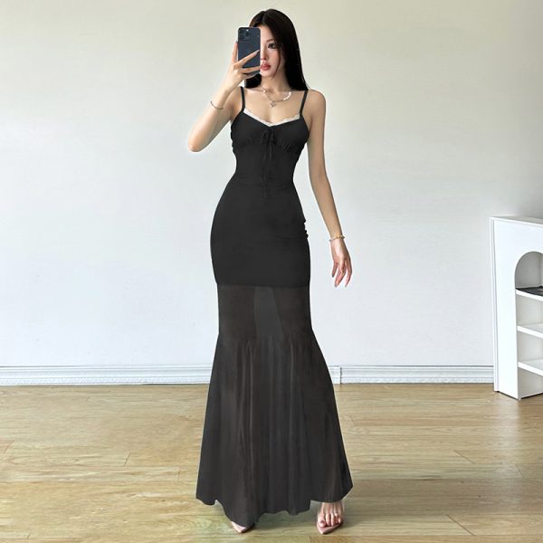 Sparkling Blue Fish Tail Tulle Dress for Women, Elegant Waist-Defining Bodycon, Strapless Evening Dress, Perfect for Parties
