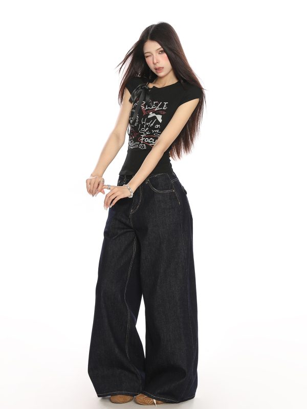Spicy Girl Design Strap Shoulder Short Sleeve T-Shirt for Women - Slim Fit Summer Top, American Style Trendy Fashion