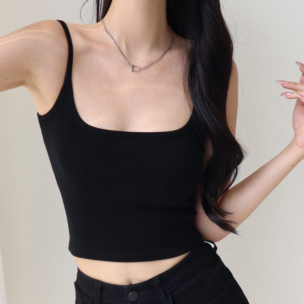Spicy Girl Plain Color Slim Fit Short Camisole - Women's Elastic High Waist Slimming Tank Top in American Style, Y2K Fashion